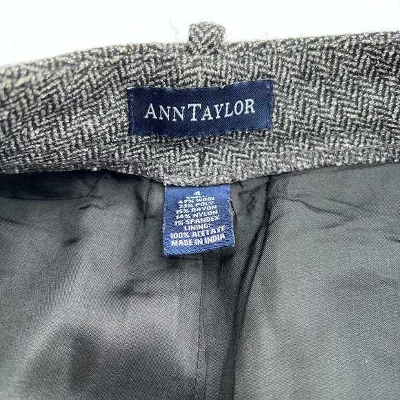 Ann Taylor Wool Blend Wide Leg Dress Pants Herringbone High Rise Lined Size 4 - Picture 2 of 8